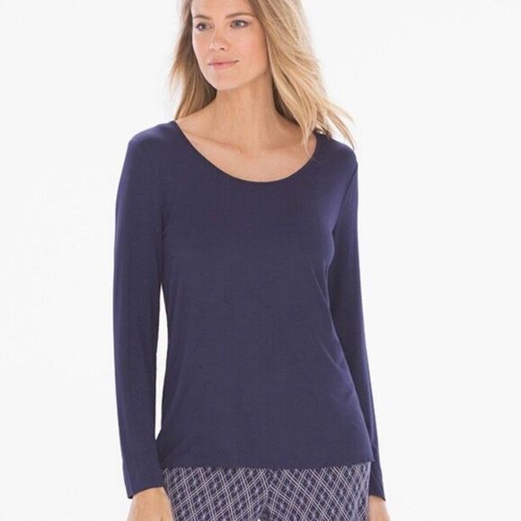 Soma Medium Blue Long Sleeve Pajama Lounge Top - Picture 1 of 7